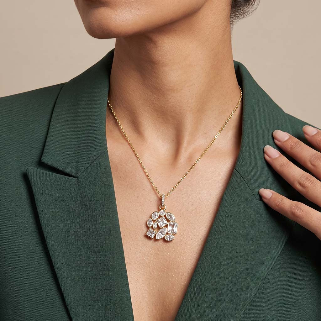 Virelle Bezel Drop Earrings Plus Pendant