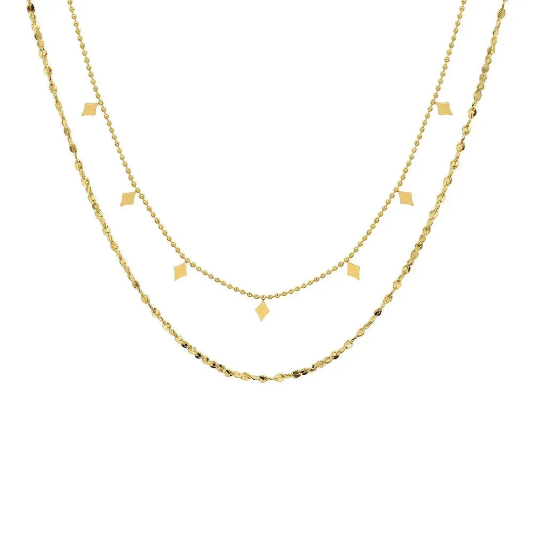 Double Layer Charm Necklace in 18K Gold Plating