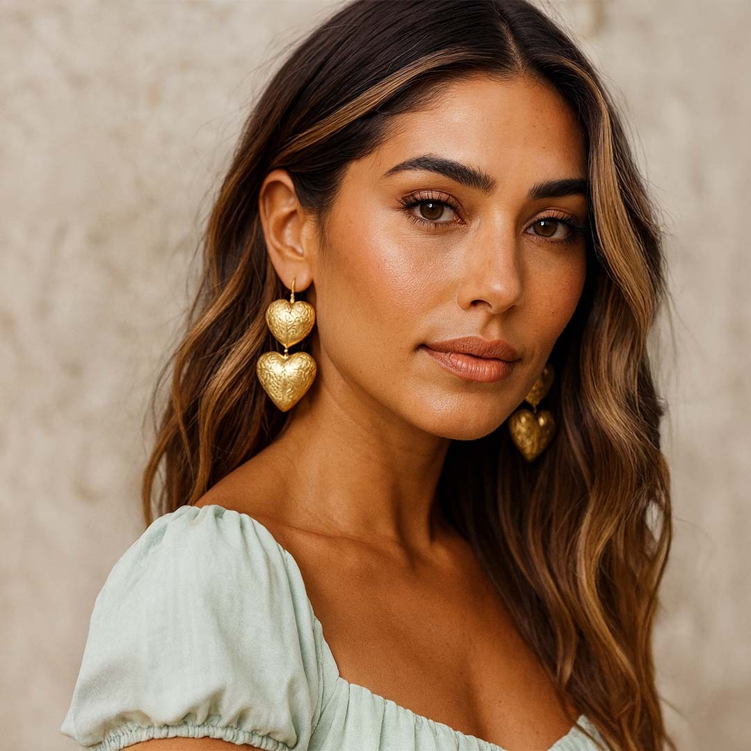 Duo Heart Drop Earrings