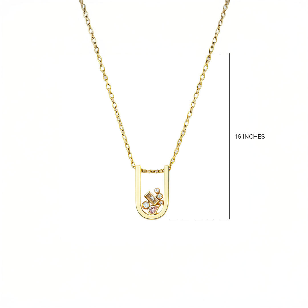 Kira Gold U-Shaped Pendant Necklace